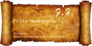 Frits Henrietta névjegykártya